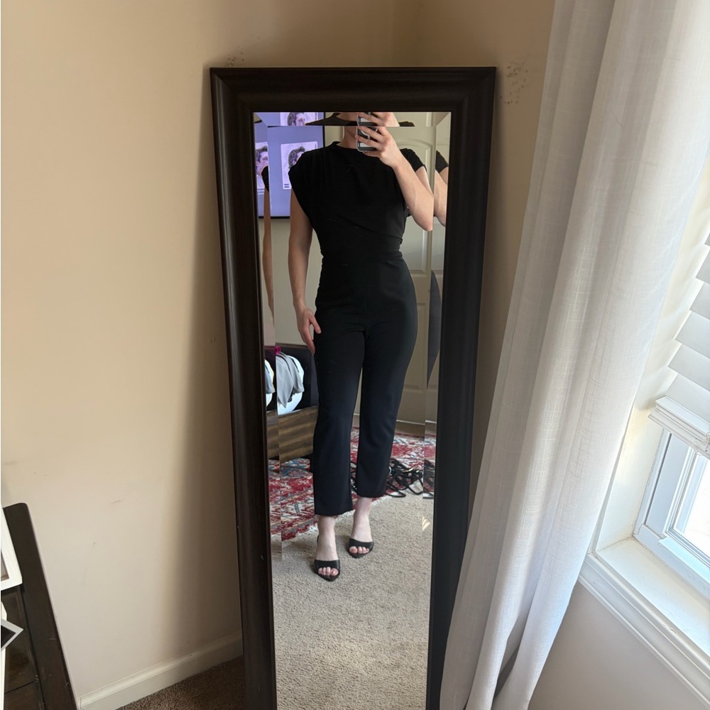 Express Black Cap-Sleeve Jumpsuit